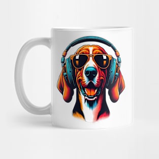 Smiling Redbone Coonhound DJ in Japanese Art Fusion Mug